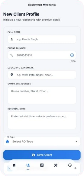 Dashmesh Mechanix new client form