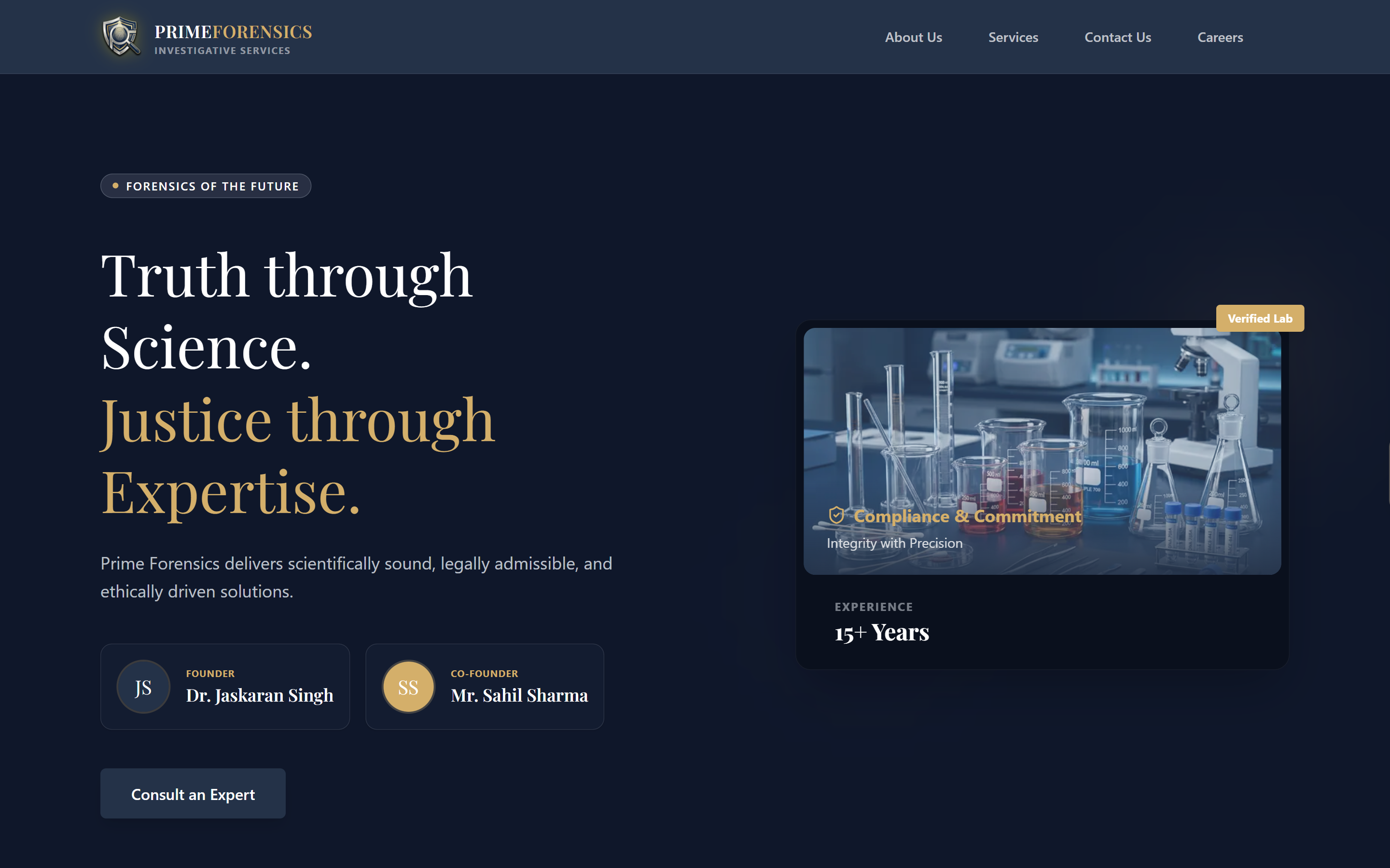 Prime Forensics website